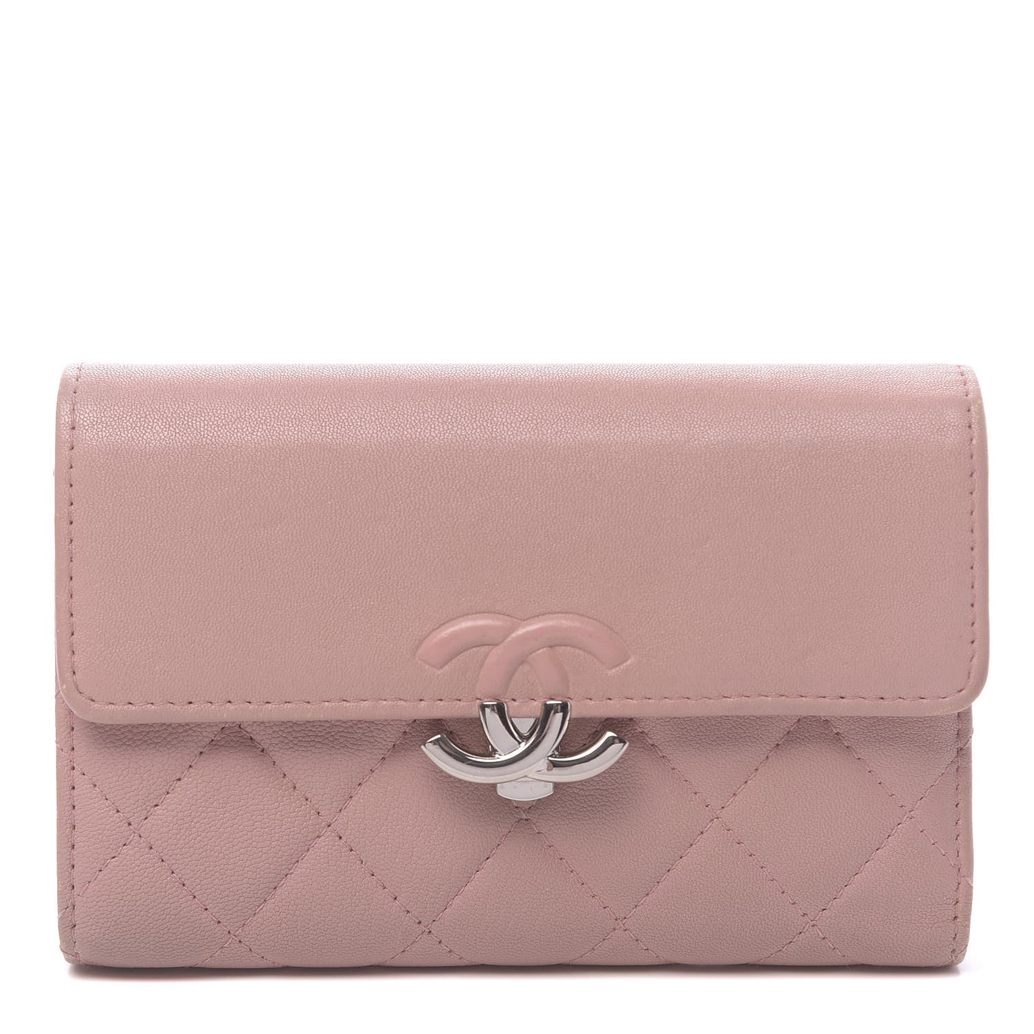 Chanel Lambskin Quilted CC Box Flap Wallet Light Pink 1 of 16