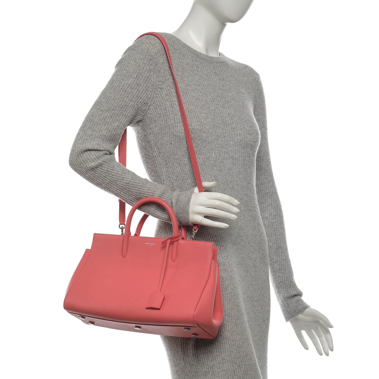 Grained Calfskin Small Cabas Rive Gauche Rose Clair