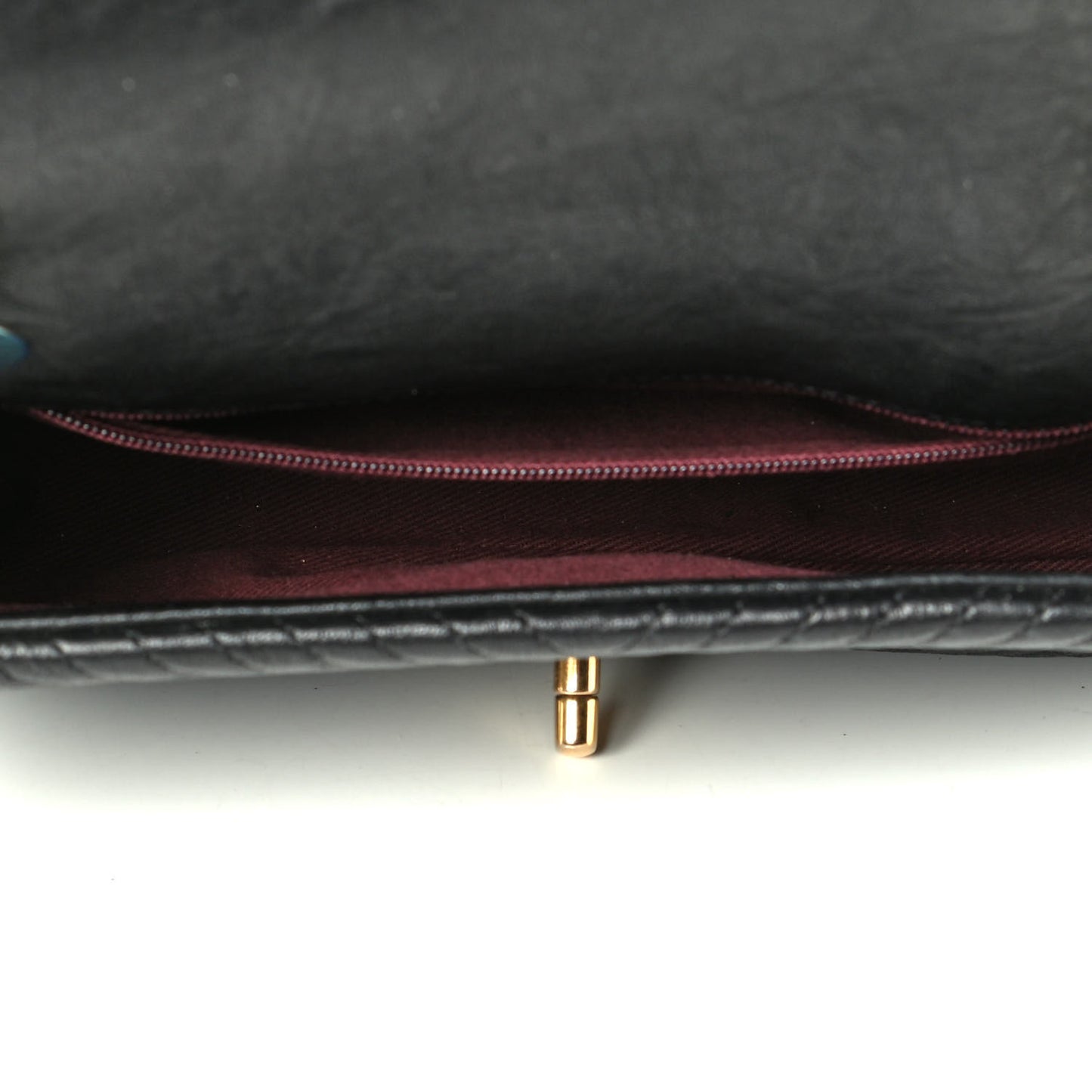 Calfskin Surpique Chevron Small Flap Black