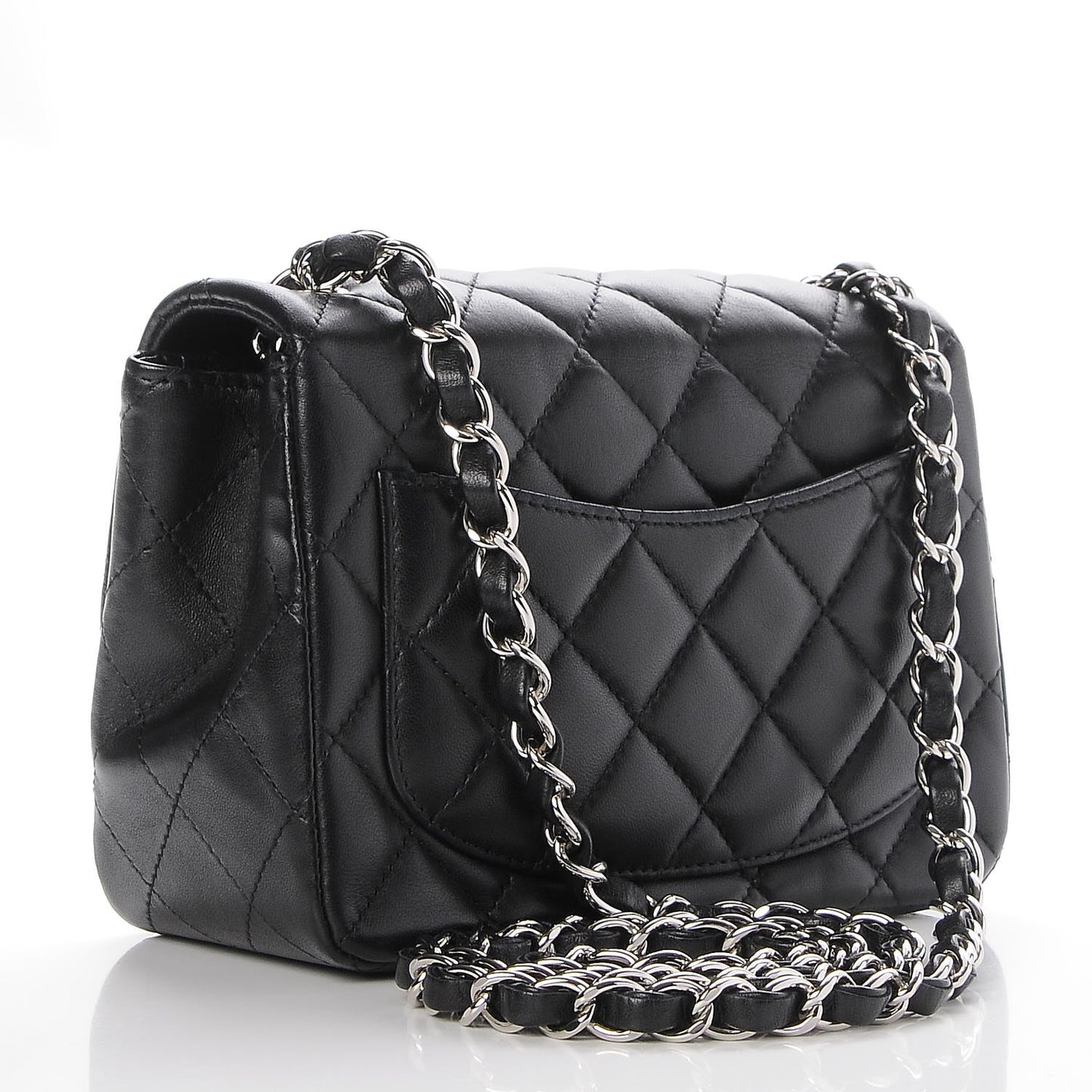 Lambskin Quilted Mini Square Flap Black