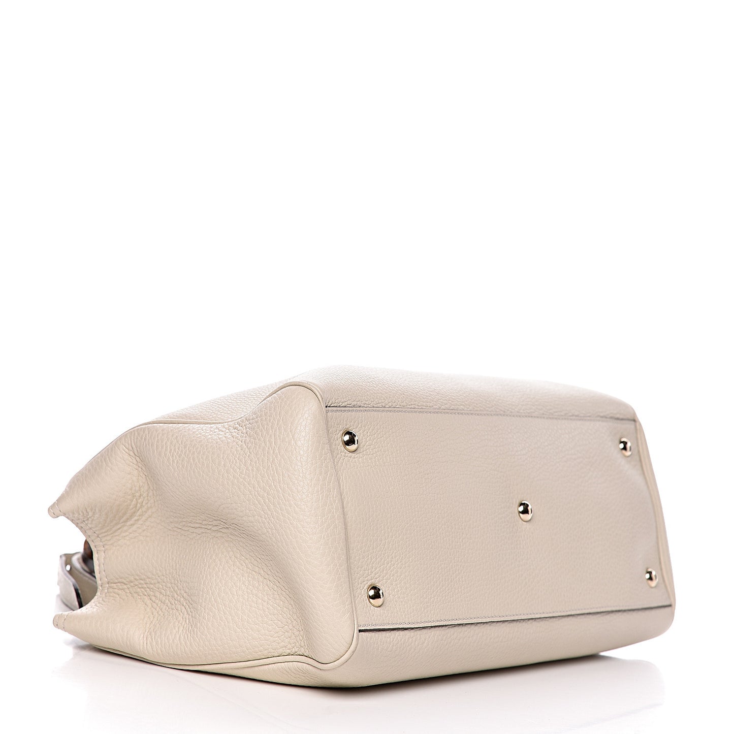 Pebbled Calfskin Medium Bamboo Shopper Tote Off White