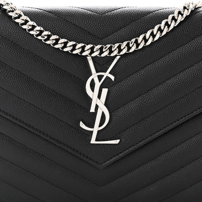 Saint Laurent Grain De Poudre Matelasse Chevron Monogram Chain Wallet Black 7 of 10