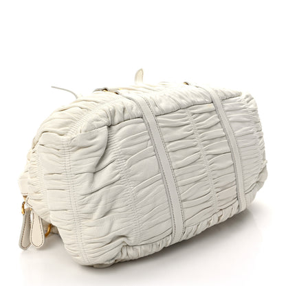 Prada Nappa Gaufre Buckle Bowler Bianco 4 of 11