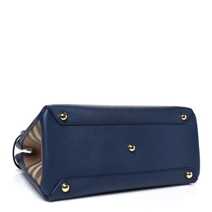 Burberry Derby Calfskin Vintage Check Medium Banner Tote Regency Blue 4 of 11