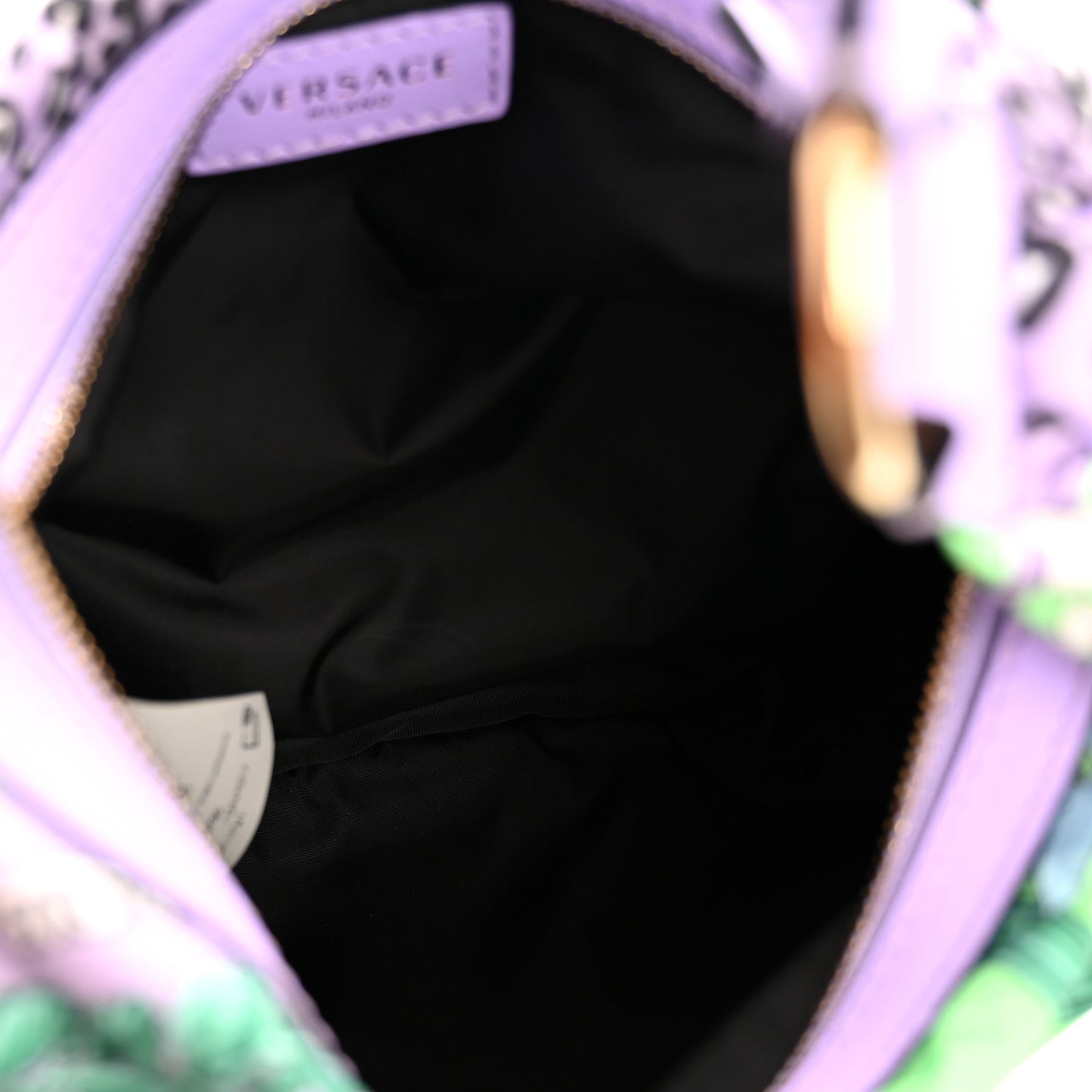 Nylon Calfskin Barocco Mosaic Print Hobo Bag Jacaranda Multicolor
