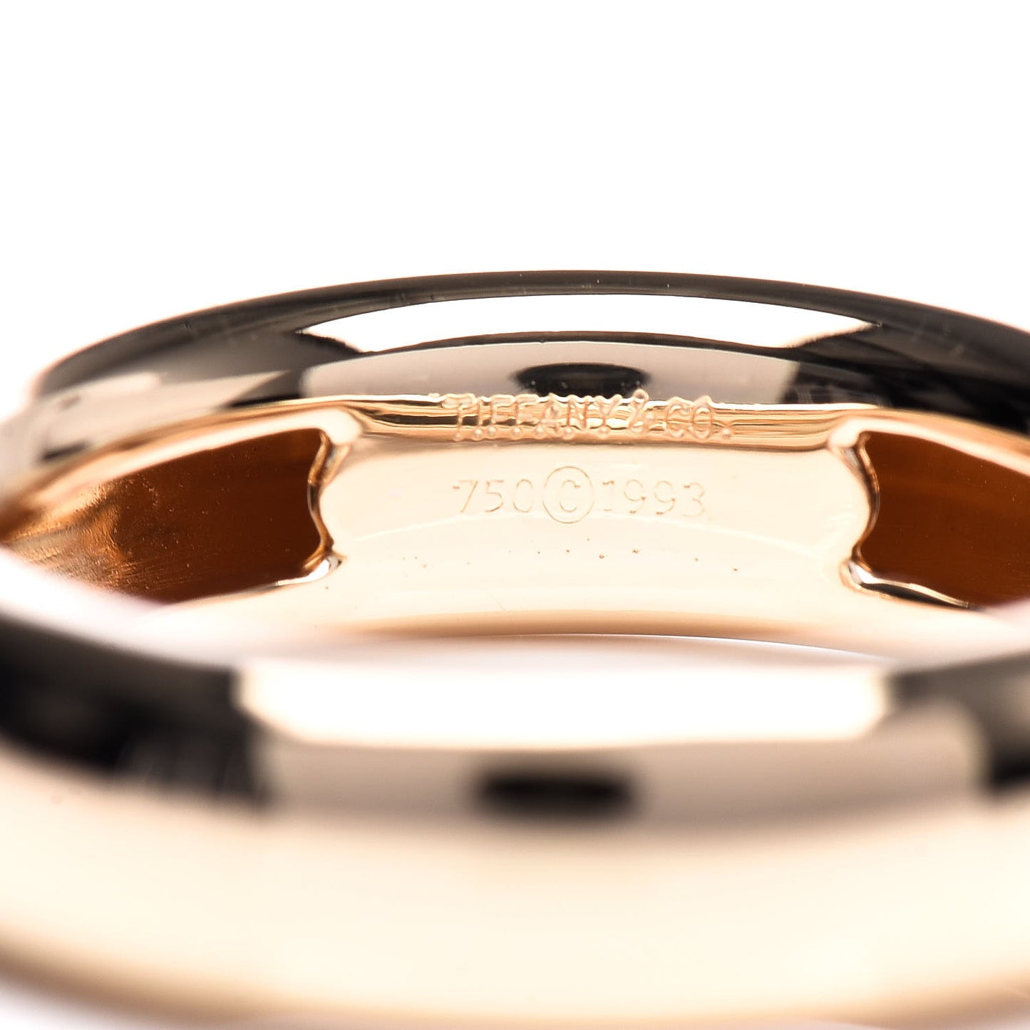 18K Yellow White Gold Heart Band Ring 48 4.5