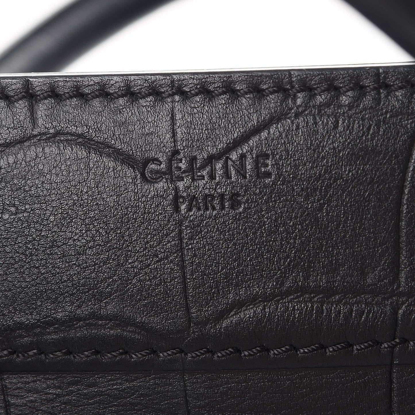 Crocodile Embossed Calfskin Medium Phantom Luggage Black