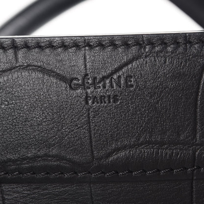 Celine Crocodile Embossed Calfskin Medium Phantom Luggage Black 6 of 12
