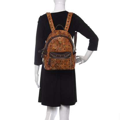 MCM Visetos Snakeskin Printed Studded Small Stark Backpack Brown 2 of 9