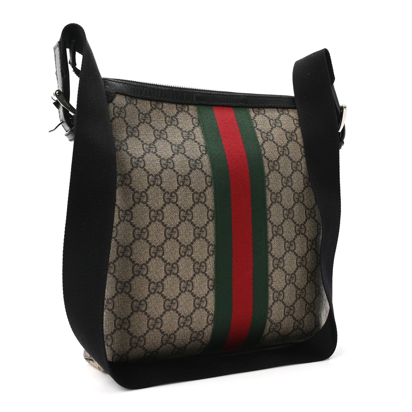 GG Supreme Monogram Web Messenger Bag Black