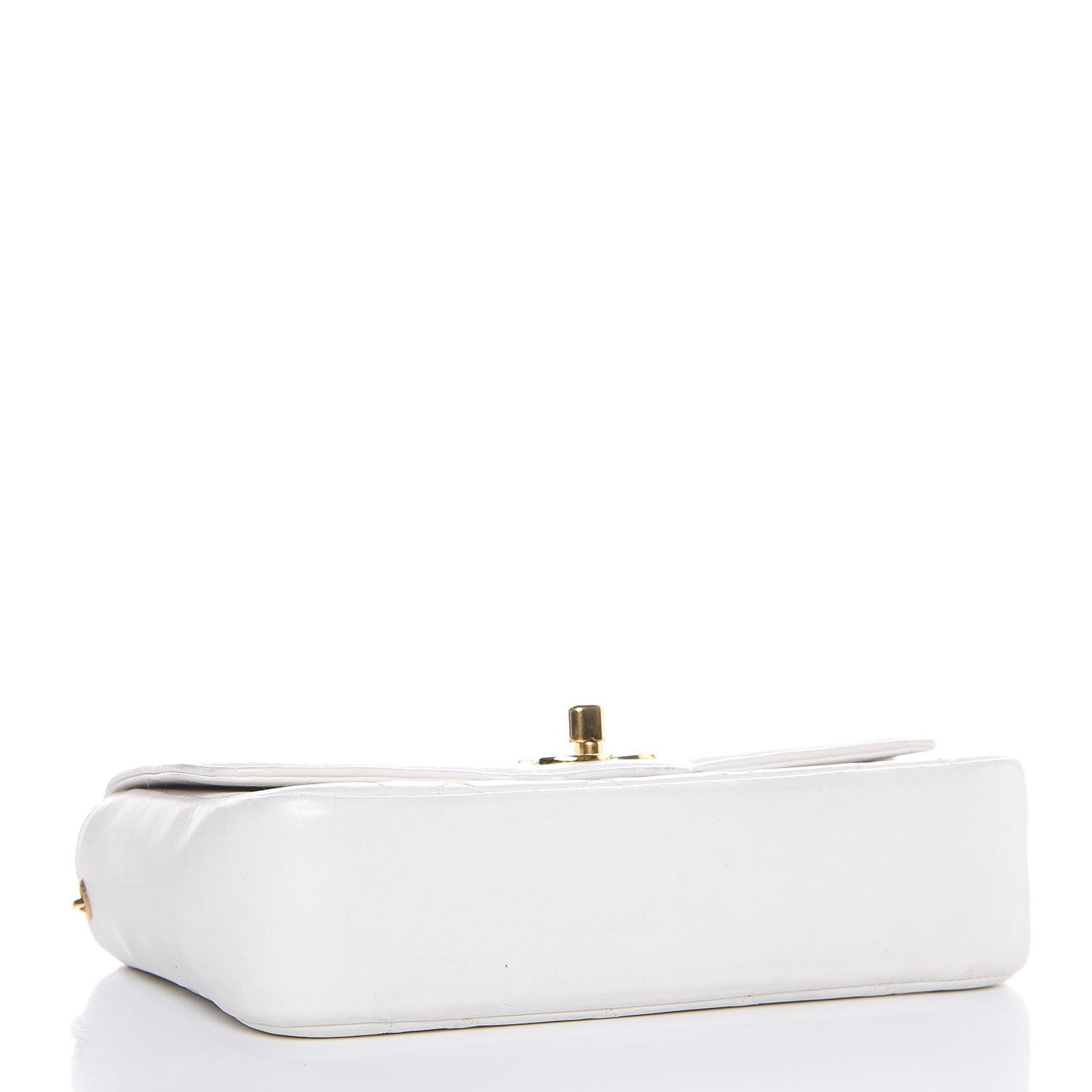 Lambskin Quilted Small Single Flap White