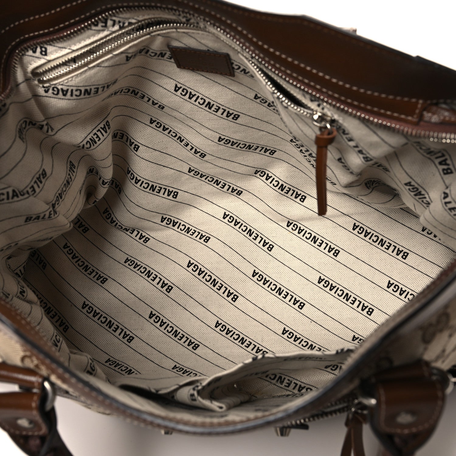 Balenciaga X GUCCI GG Monogram Azalea Calfskin Neo Classic Silver Hardware Medium City Beige Ebony Brown Sugar 6 of 11