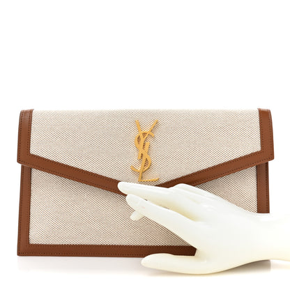 Saint Laurent Canvas Uptown Pouch Natural Beige Brick 2 of 11