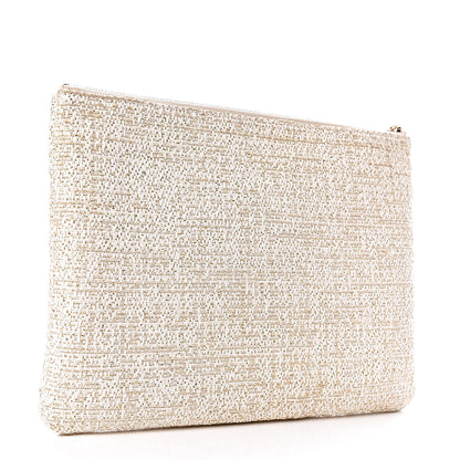 Chanel Woven Straw Raffia Medium Deauville Cosmetic Pouch Ivory 3 of 9
