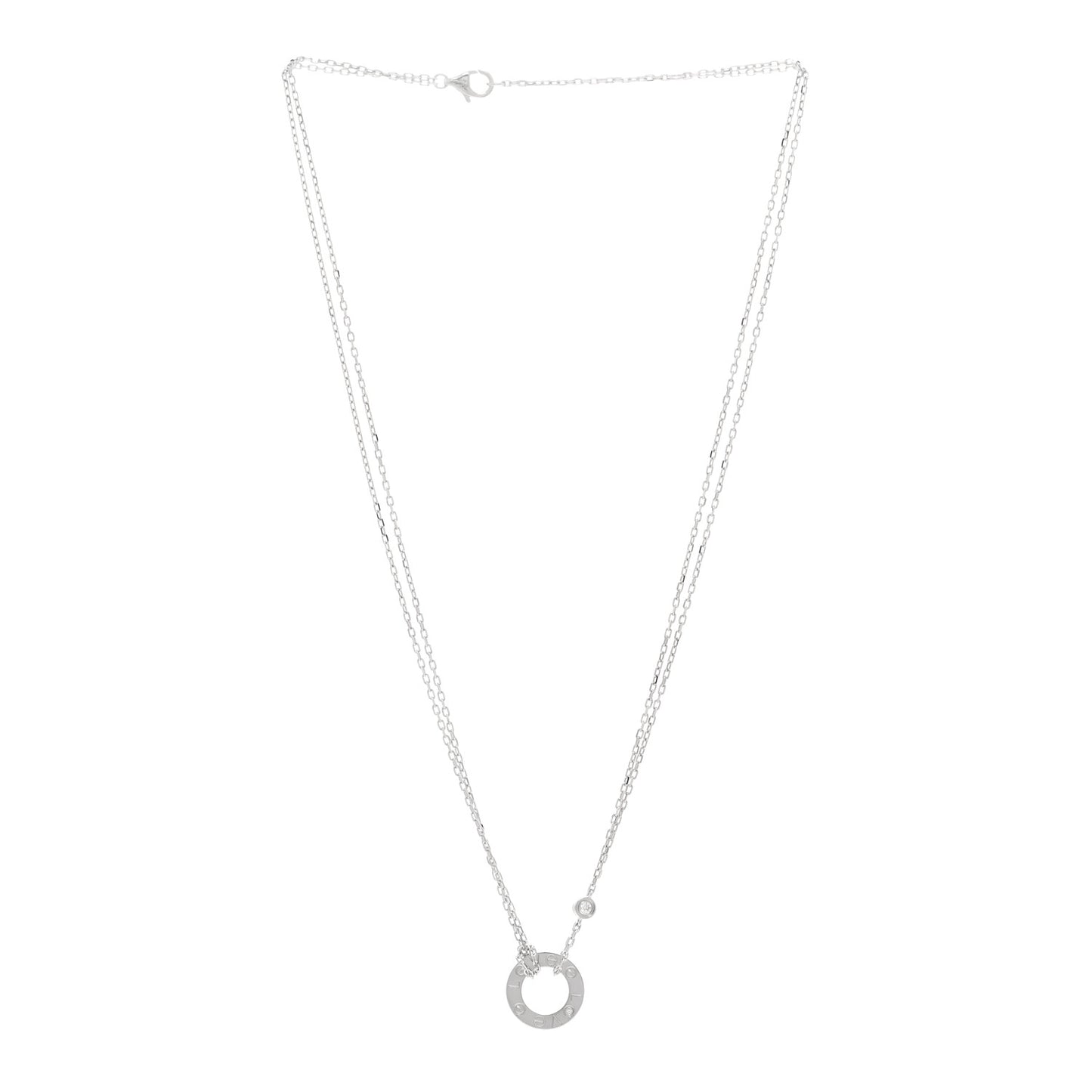 18K White Gold 2 Diamond LOVE Necklace