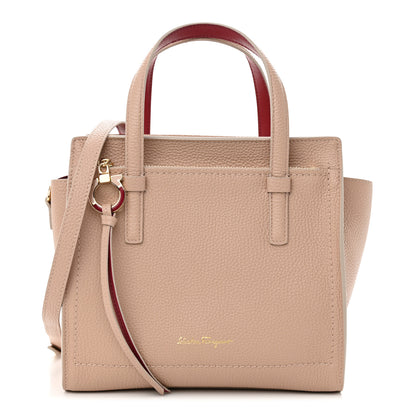 Salvatore Ferragamo Grained Calfskin Double Handle Small Amy Tote Beige 1 of 9