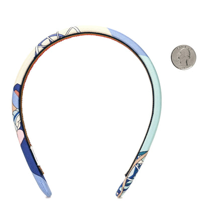 Hermes Silk Twill La Folle Parade Elsa Headband Bleu Jean 2 of 4