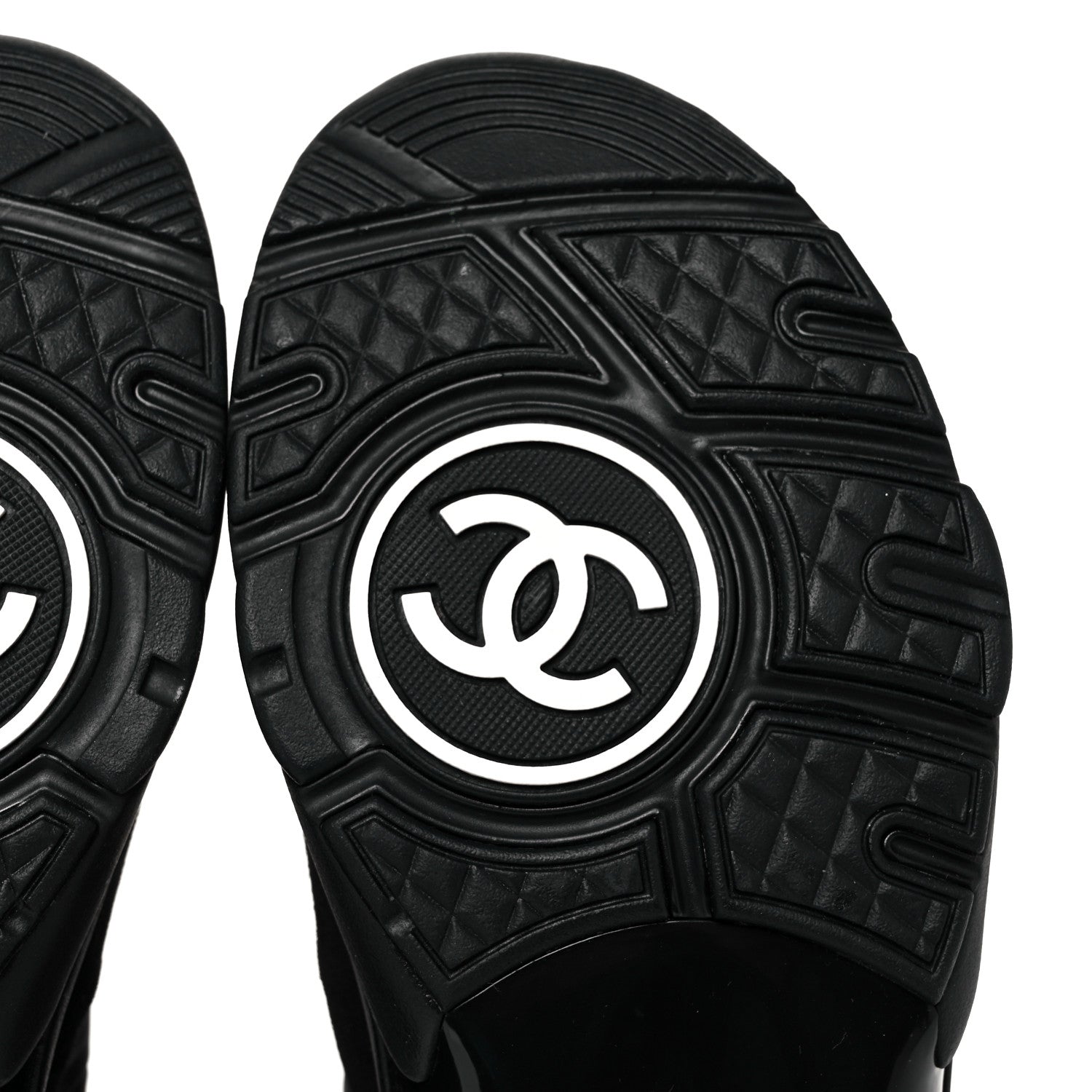 Chanel Nylon Calfskin Suede CC Sneakers 38 Black 6 of 9