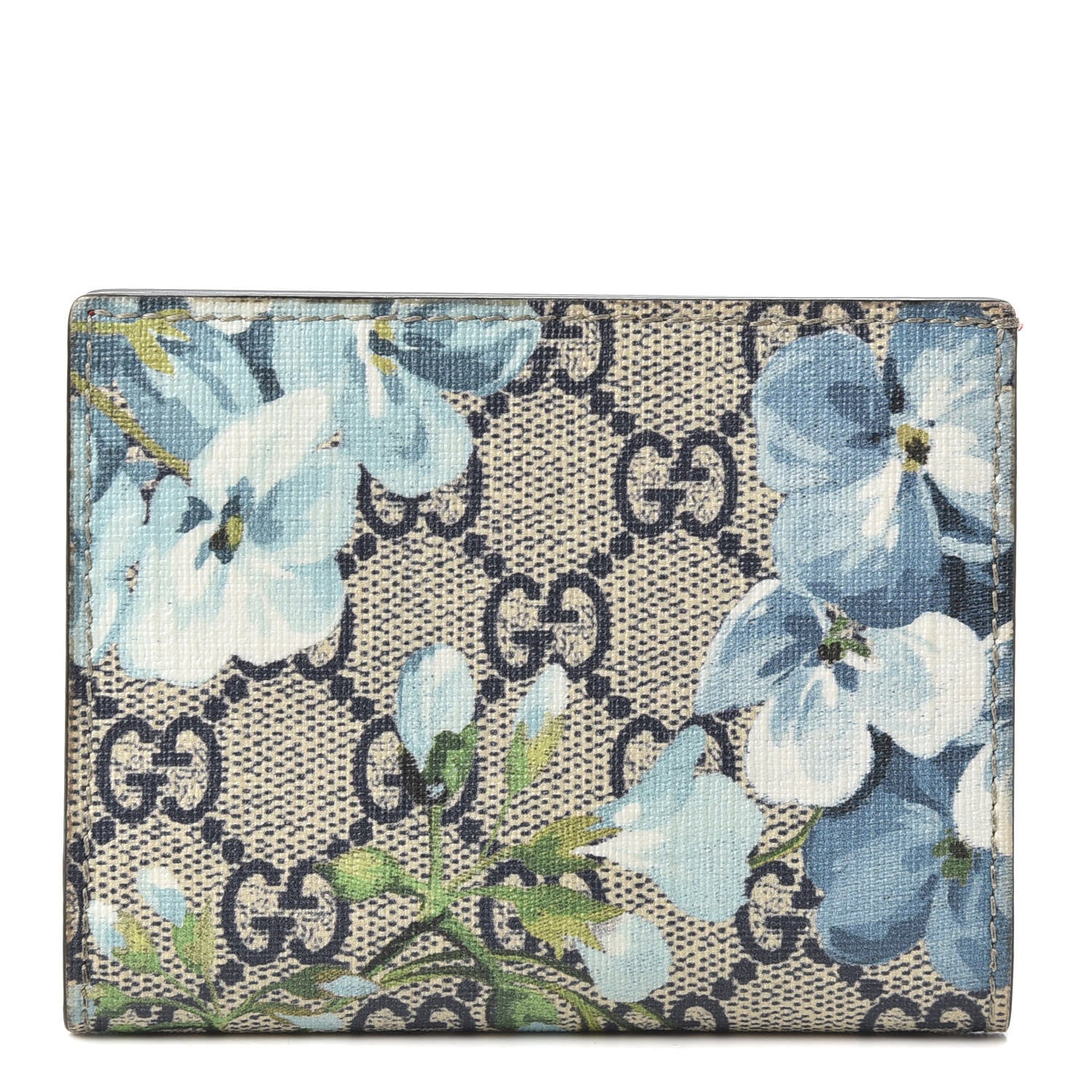 Gucci GG Supreme Monogram Blooms Card Case Beige Blue Navy Hibiscus Red 1 of 8