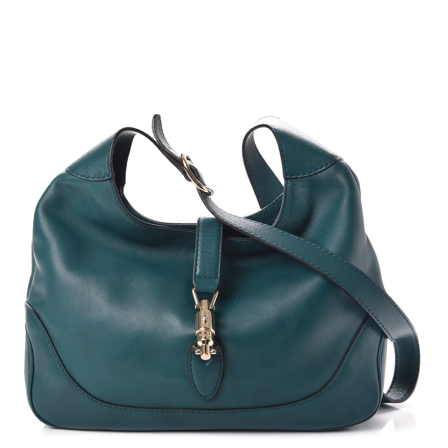 Gucci Calfskin Medium New Jackie Shoulder Bag Teal 1 of 9
