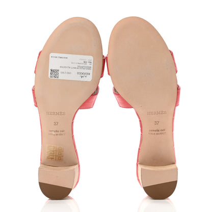 Hermes Matte Alligator Oasis Sandals 37 Bougainvillea 5 of 9