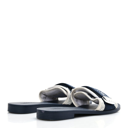 Christian Dior Canvas Fabric Dio(r)evolution Slide Sandals 37 Deep Blue 4 of 7
