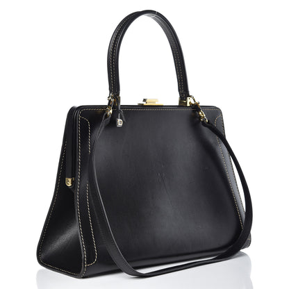 Delvaux Calfskin Evasion Top Handle Frame Bag Black 3 of 16