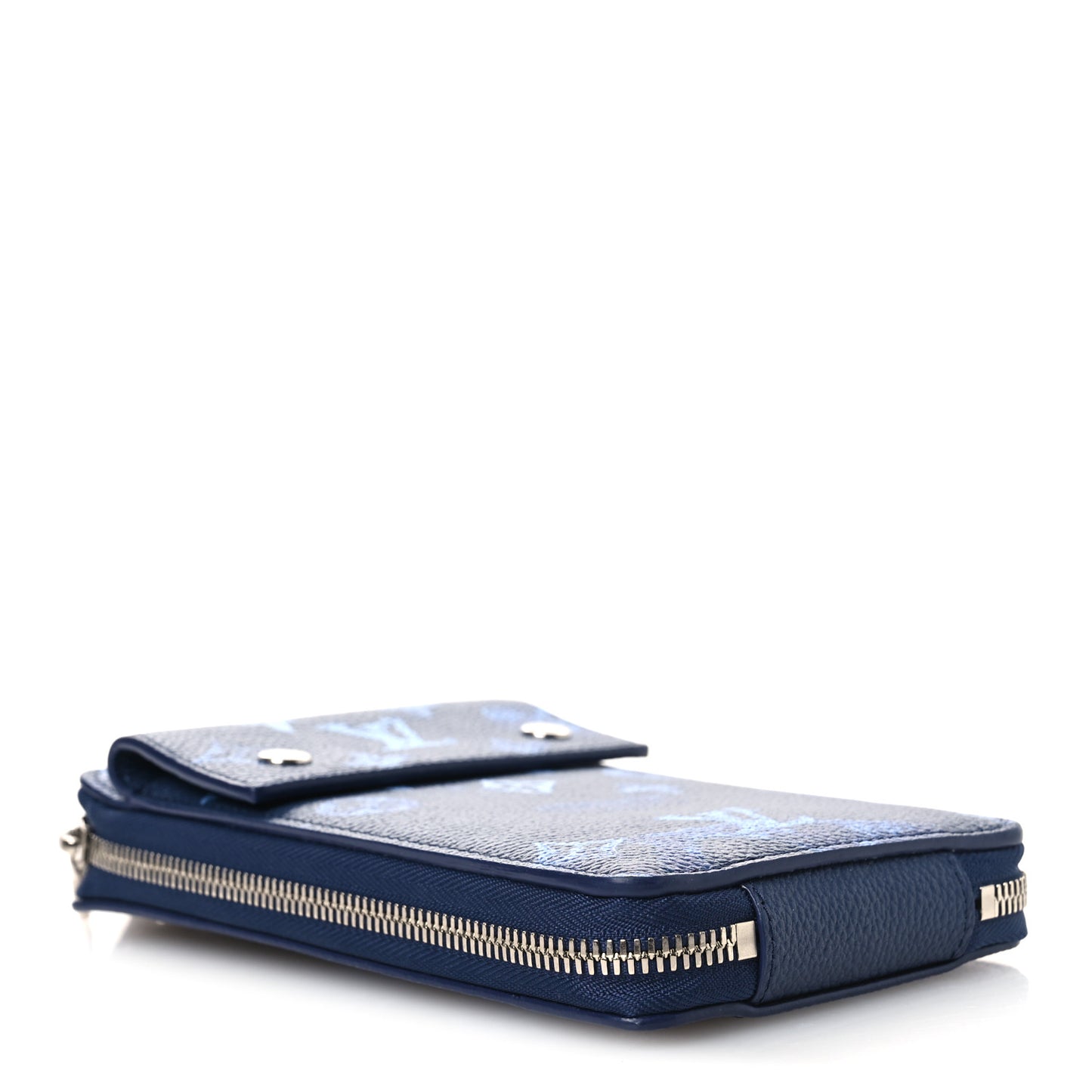 Monogram Ink Watercolor Phone Pouch Blue