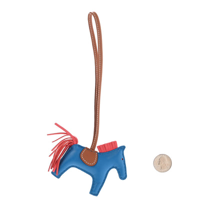 Hermes Milo Lambskin Grigri Rodeo Horse Bag Charm PM Blue Zanzibar Rose Texas Gold 2 of 4