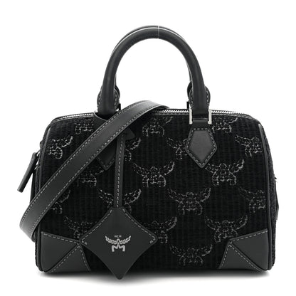 MCM Lauretos Lurex Jacquard Small Ella Boston Bag Black 1 of 10