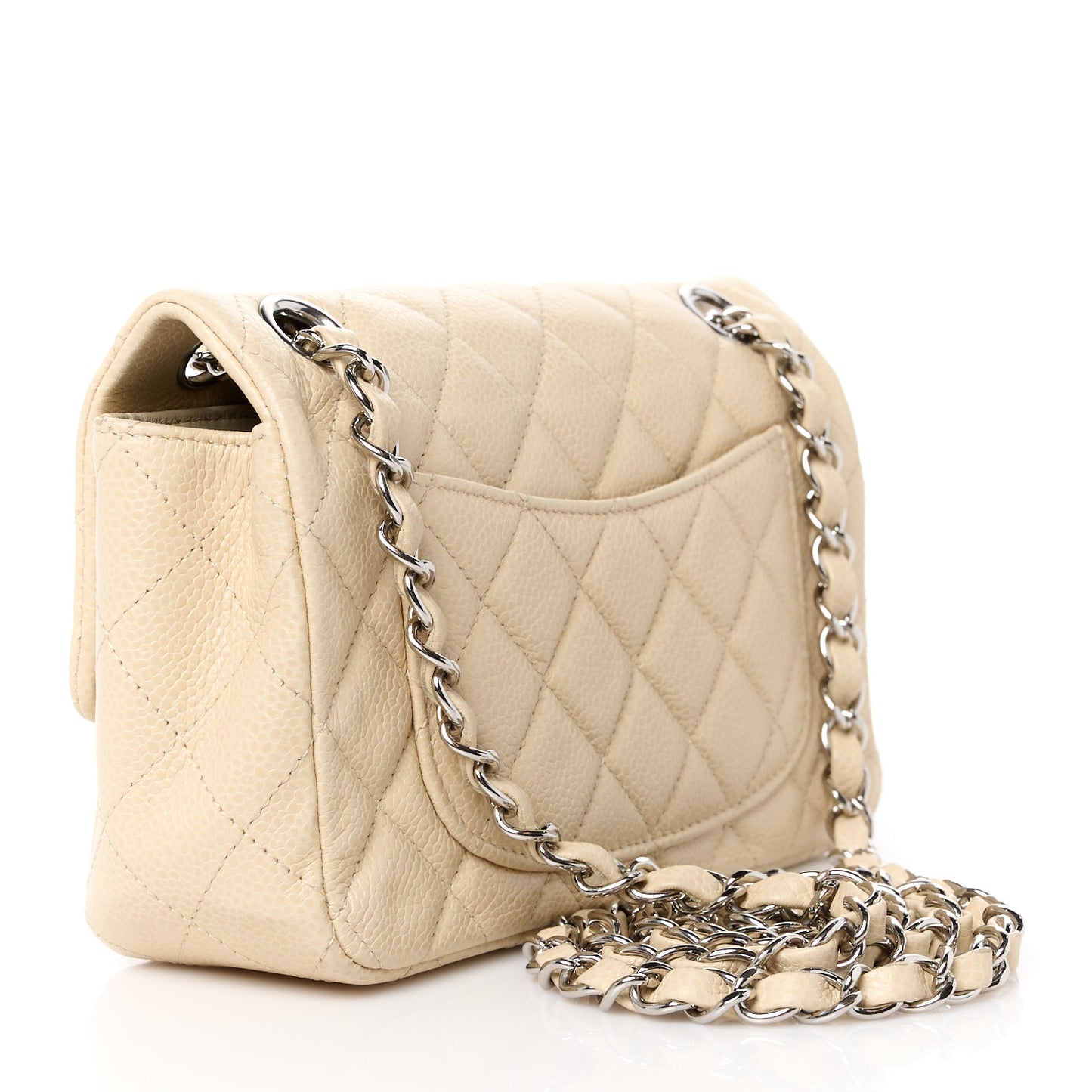 Caviar Quilted Mini Rectangular Flap Light Beige
