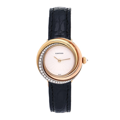 Cartier 18K Pink Yellow White Gold Alligator Diamond 27mm Trinity Quartz Watch 1 of 5