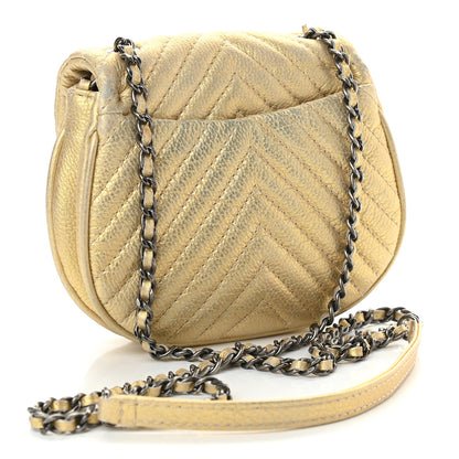 Chanel Metallic Aged Calfskin Chevron Small Bubble CC Flap Gold 3 of 11
