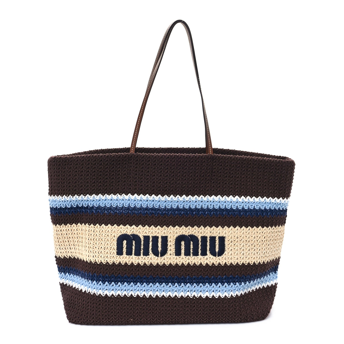 Raffia Effect Crochet Large Woven Tote Cocoa Brown Celeste Natural