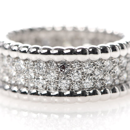 Van Cleef & Arpels 18K White Gold Diamond Perlee 3-Row Ring 49 4.75 5 of 5
