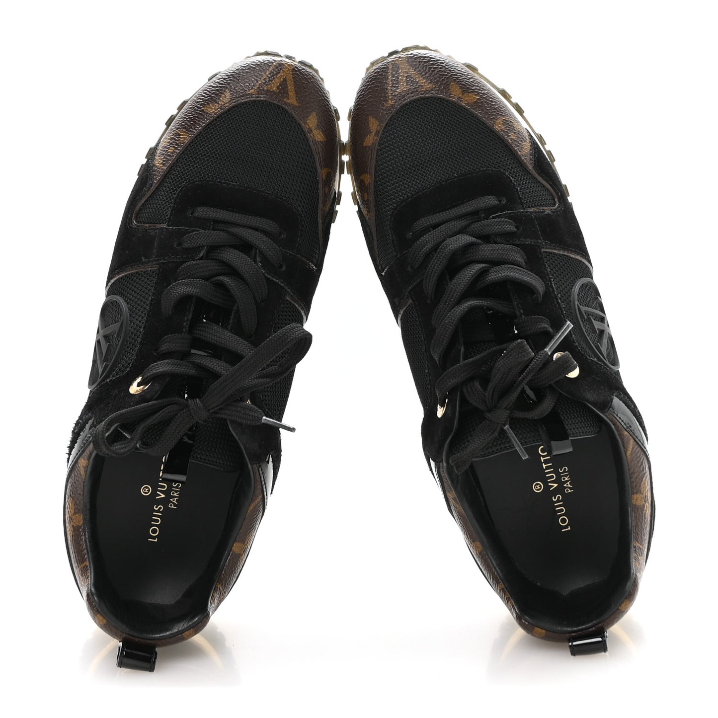 Suede Monogram Run Away Sneakers 38 Black