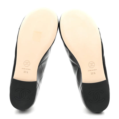 Chanel Lambskin Quilted CC Cambon Ballet Flats 38.5 Black White 6 of 10
