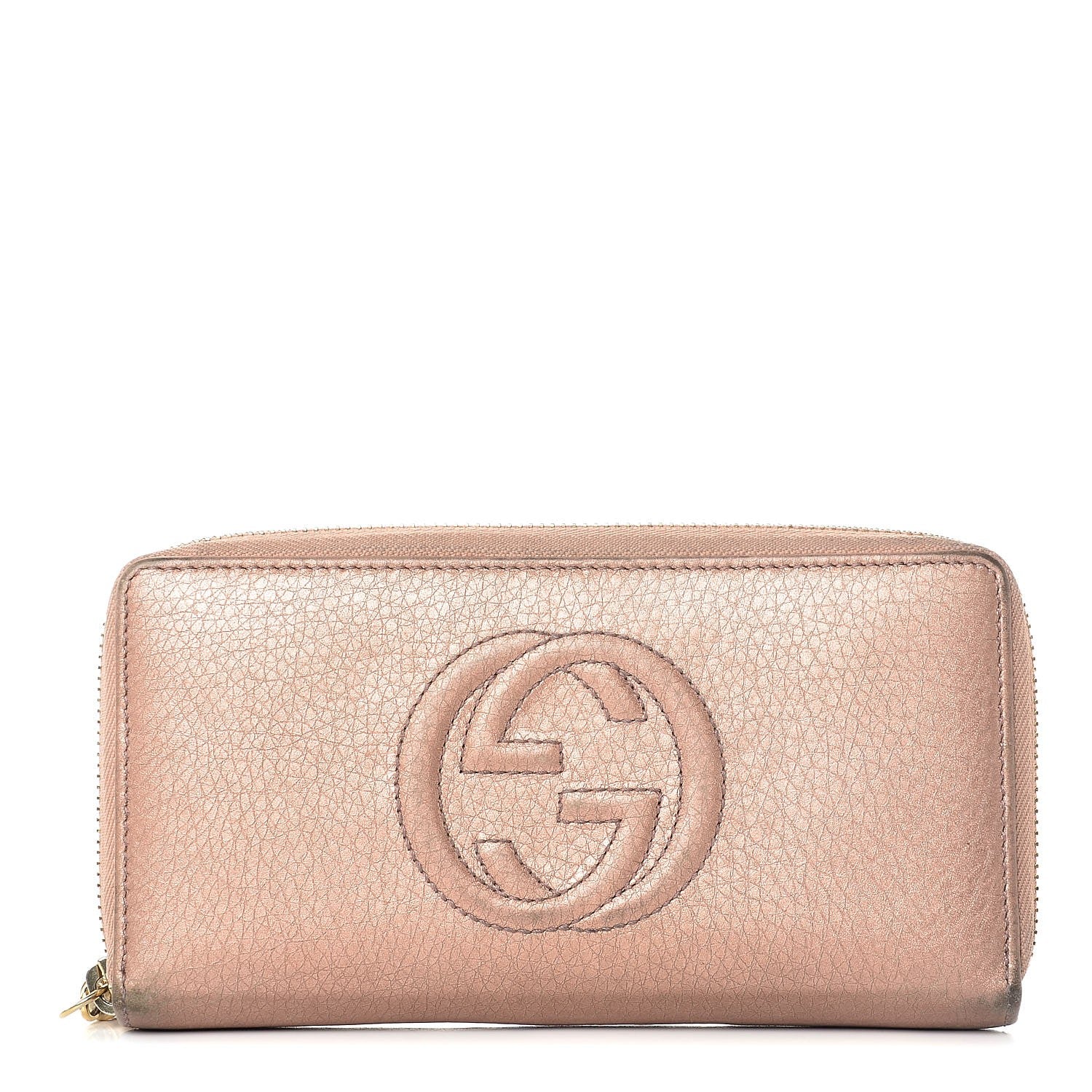 Gucci Metallic Calfskin Soho Zip Around Wallet Pink 1 of 14