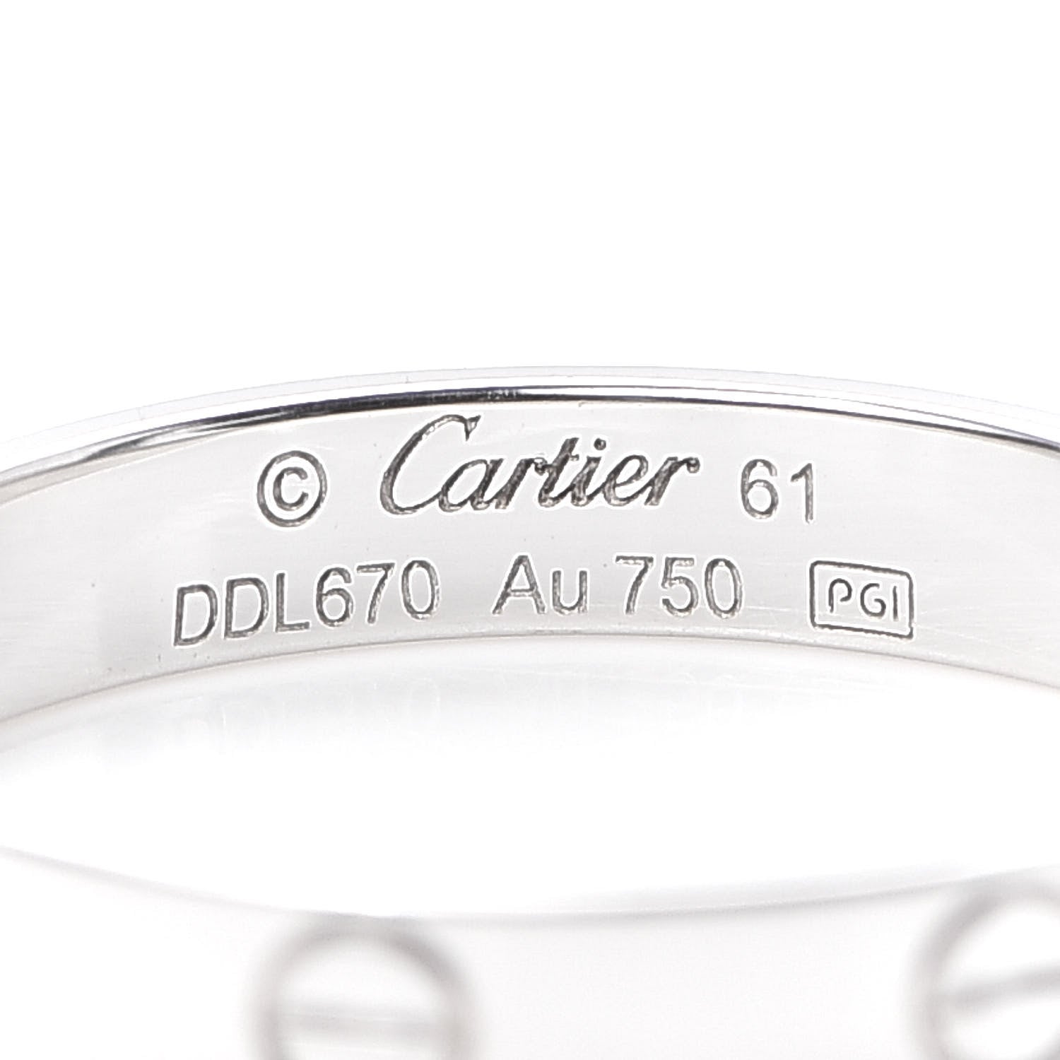 Cartier 18K White Gold 3.5mm LOVE Wedding Band Ring 61 9.5 4 of 5