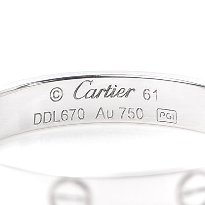 Cartier 18K White Gold 3.5mm LOVE Wedding Band Ring 61 9.5 4 of 5
