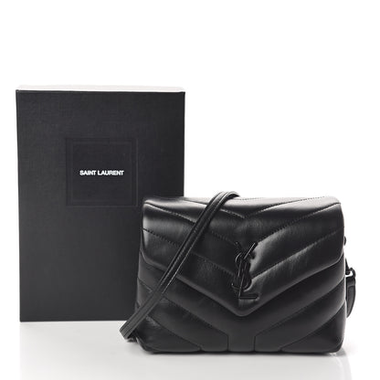 Saint Laurent Calfskin Y Quilted Monogram Toy Loulou Crossbody Bag Black 9 of 9