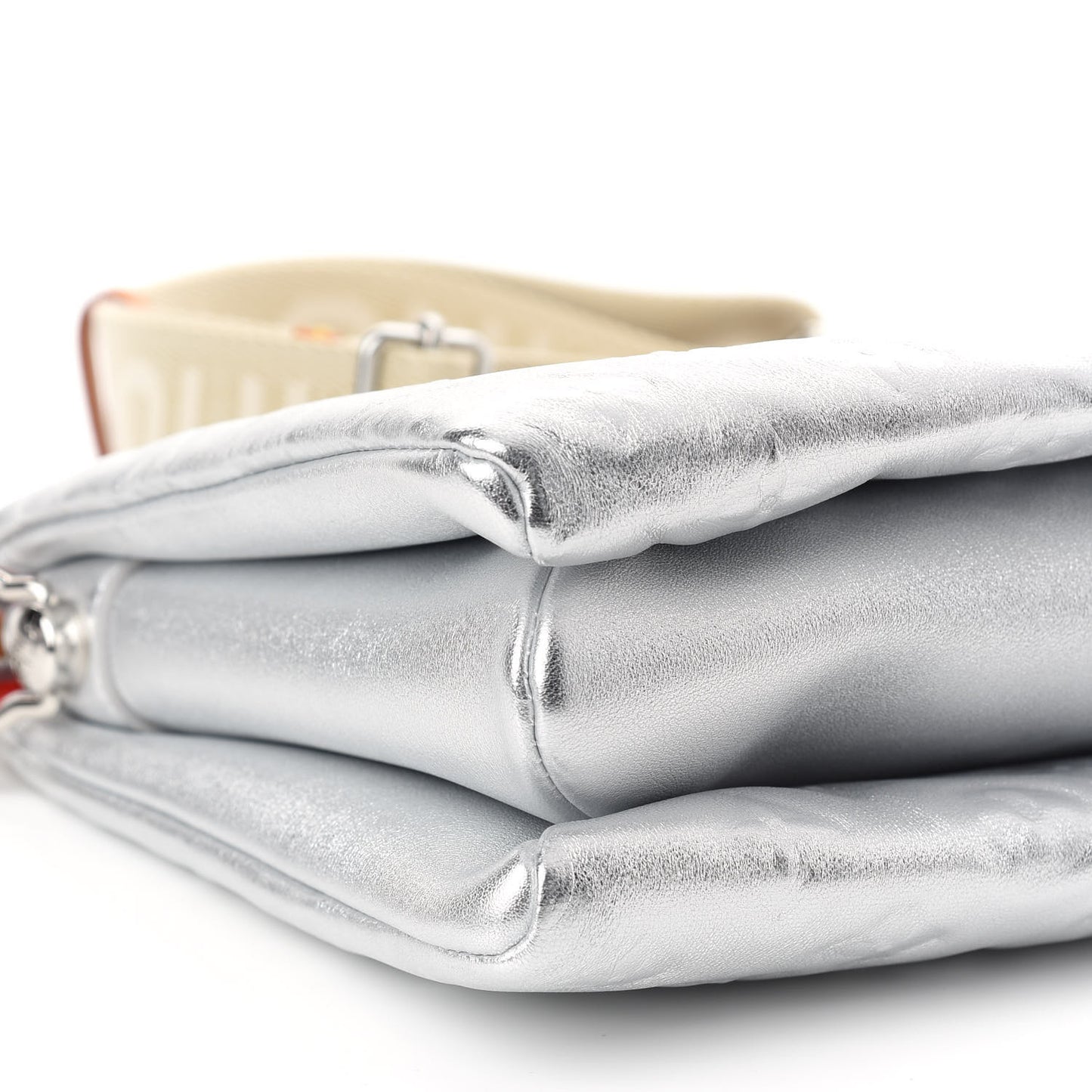 Metallic Lambskin Embossed Monogram Coussin PM Silver