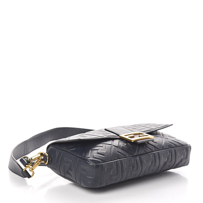 Fendi Nappa FF 1974 Embossed Large Baguette Midnight 4 of 9