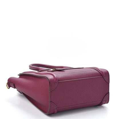 Celine Drummed Calfskin Nano Luggage Plum 3 of 10