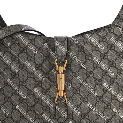 Gucci X BALENCIAGA GG Supreme Monogram Logo Print Medium Jackie 1961 Hobo Beige Ebony 9 of 14