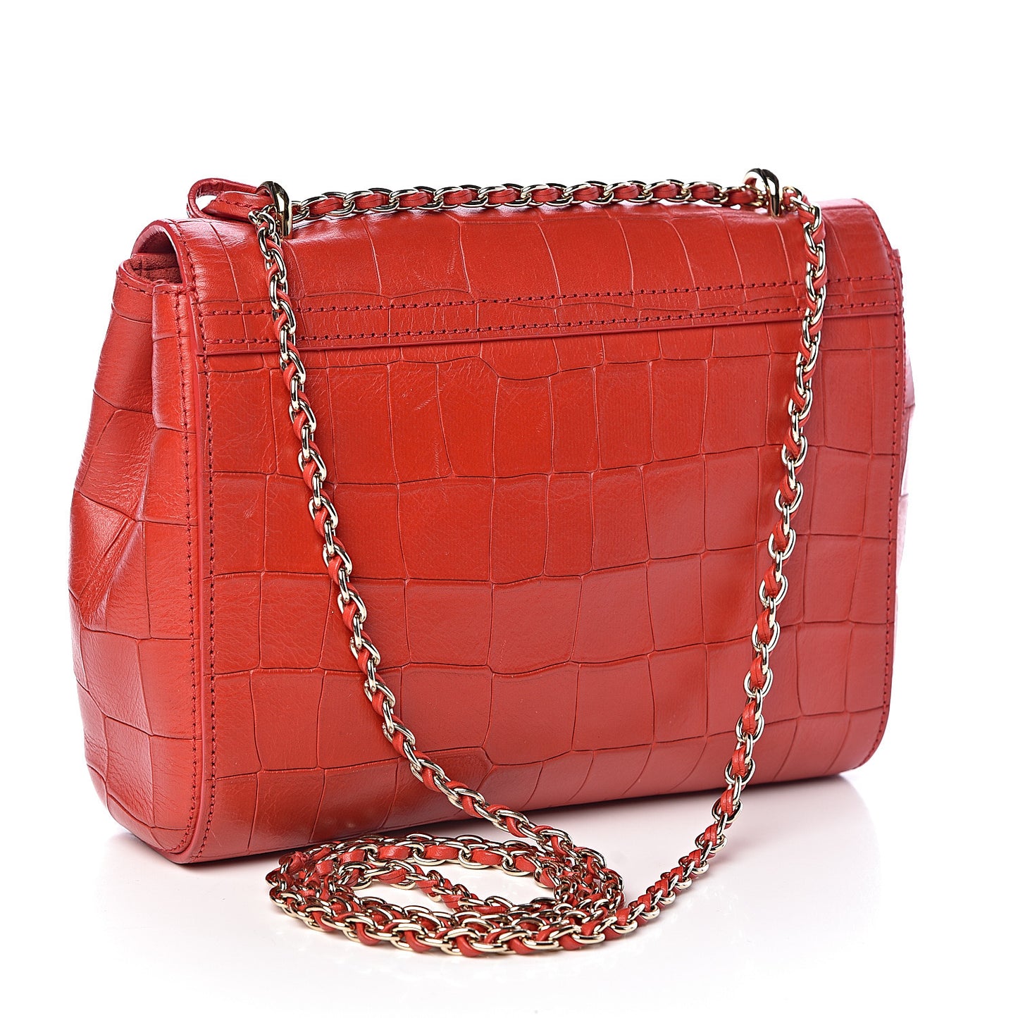 Nappa Crocodile Embossed Small Lily Flap Red