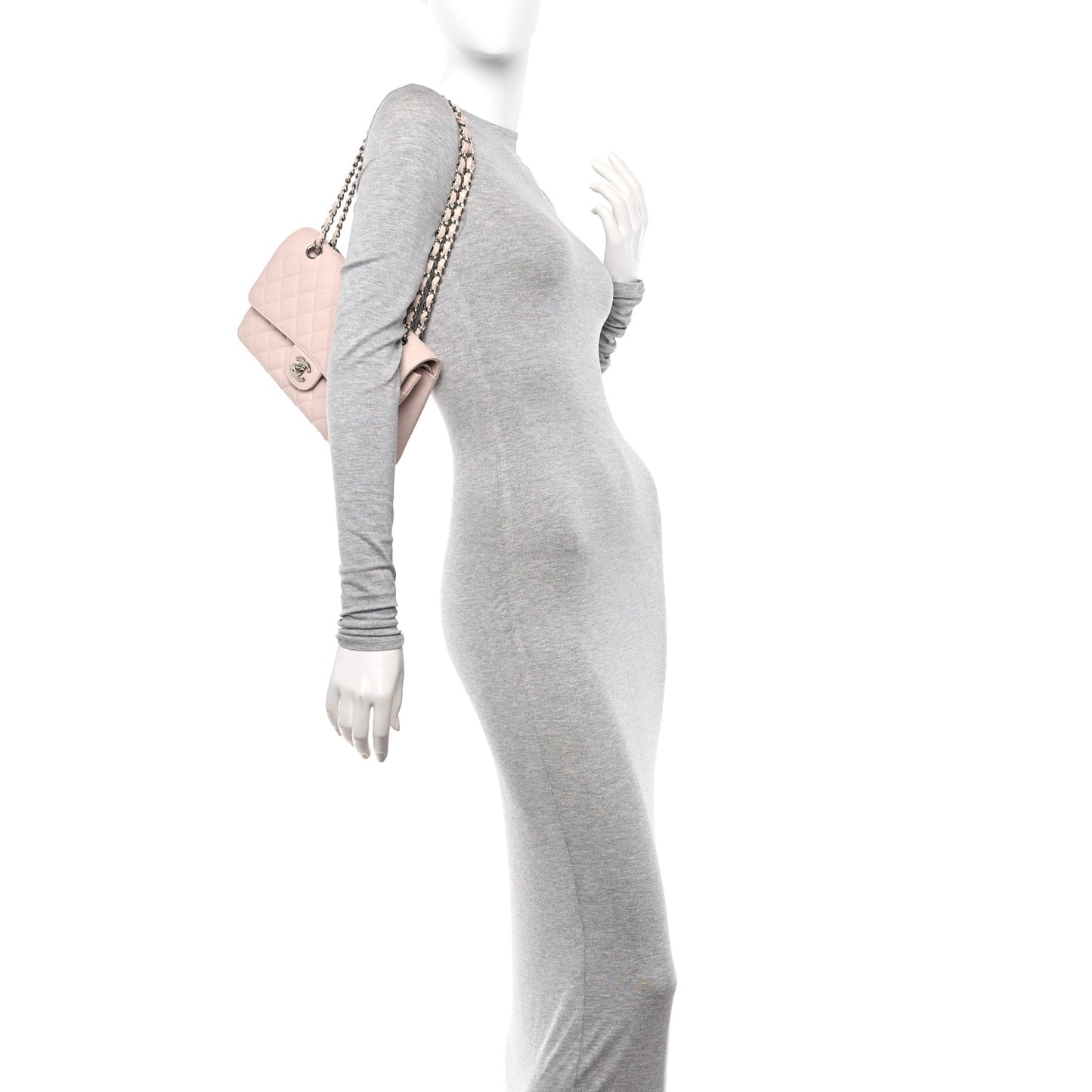 Caviar Quilted Medium Double Flap Light Pink