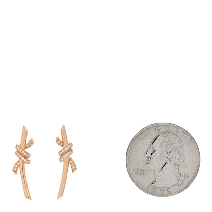 Tiffany 18K Rose Gold Diamond Tiffany Knot Earrings 2 of 4