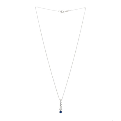 Tiffany Platinum Diamond Blue Sapphire Jazz Graduated Drop Pendant Necklace 2 of 6