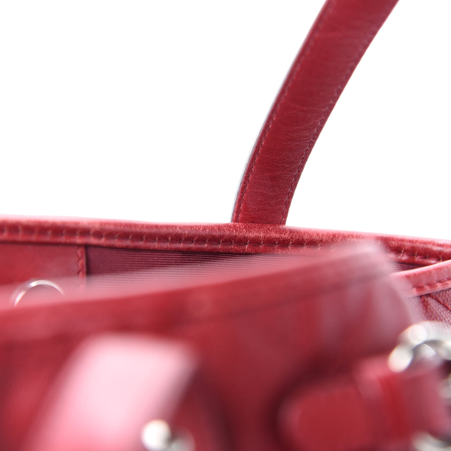 Christian Dior Coated Canvas Cannage Medium Panarea Tote Red 9 of 13